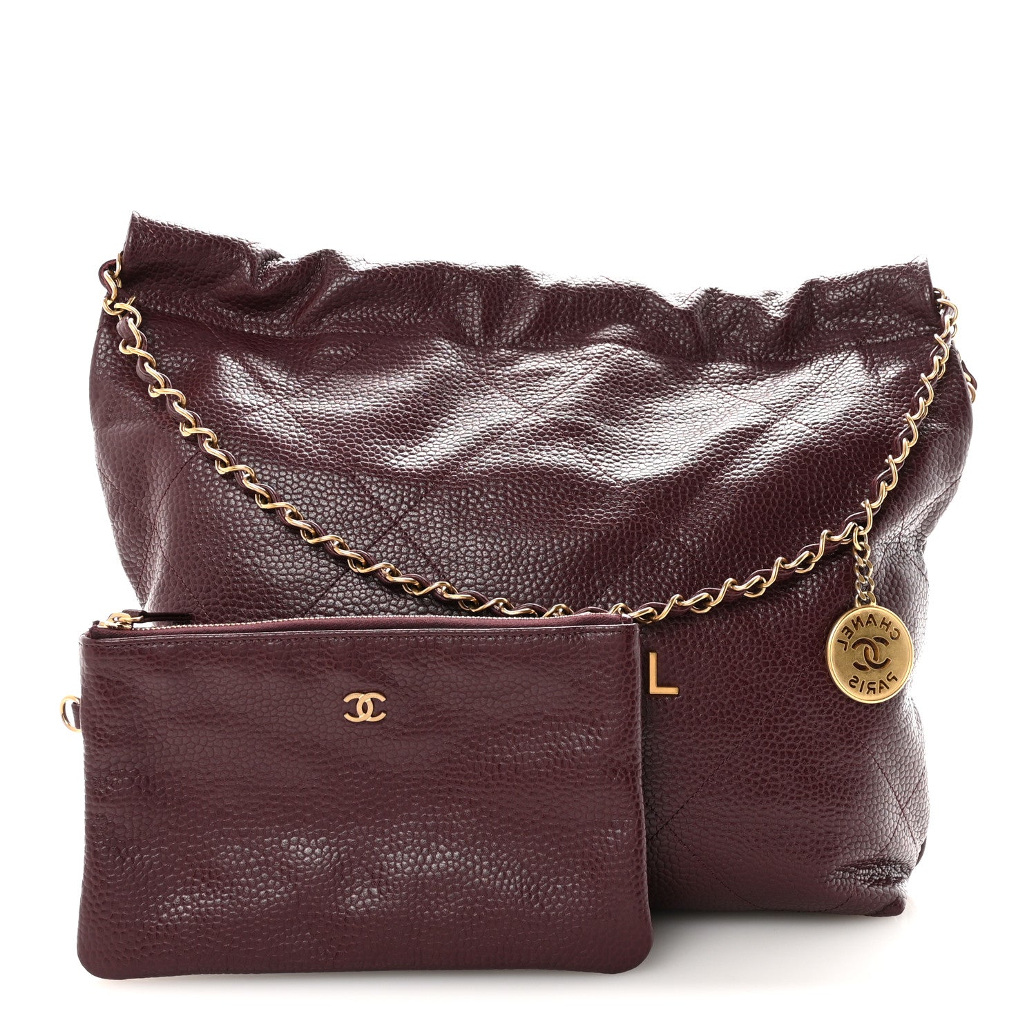Chanel Caviar Quilted Small Chanel 22 Dark Burgundy 3 of 11