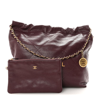 Chanel Caviar Quilted Small Chanel 22 Dark Burgundy 3 of 11