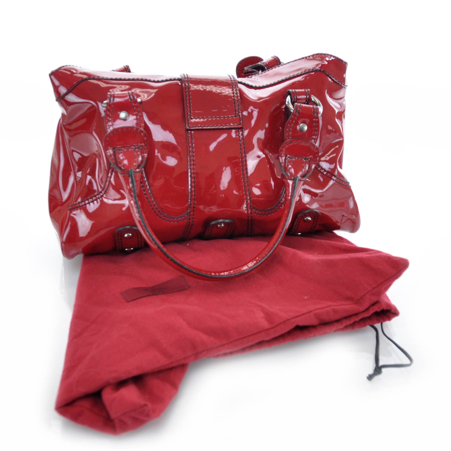 Valentino Garavani Patent Catch Satchel Red 3 of 8