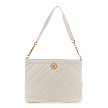 Versace Calfskin Quilted La Medusa Chain Flat Shoulder Bag White 1 of 10