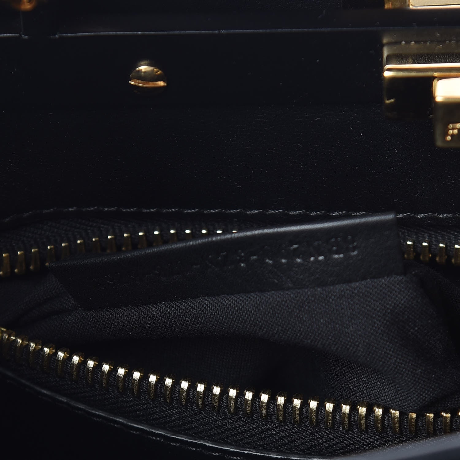 Fendi Vitello Seta Shiny Nappa Medium Peekaboo Iconic Satchel Black 10 of 12
