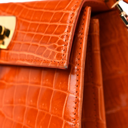 Salvatore Ferragamo Crocodile Gancini 2-Way Top Handle Bag Orange 15 of 17