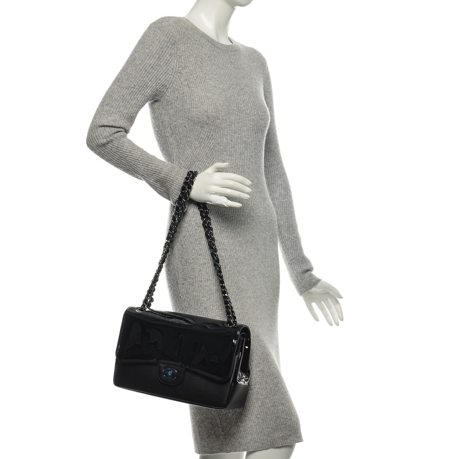 Chanel Patent Calfskin Jumbo Classic Pure Double Flap Black 2 of 7