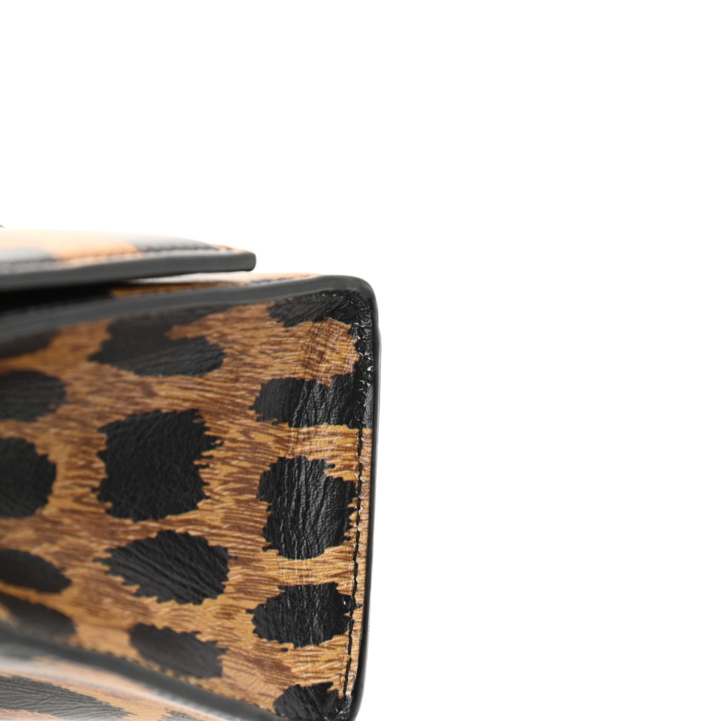 Smooth Calfskin Leopard Print Hourglass Top Handle Bag XS Beige