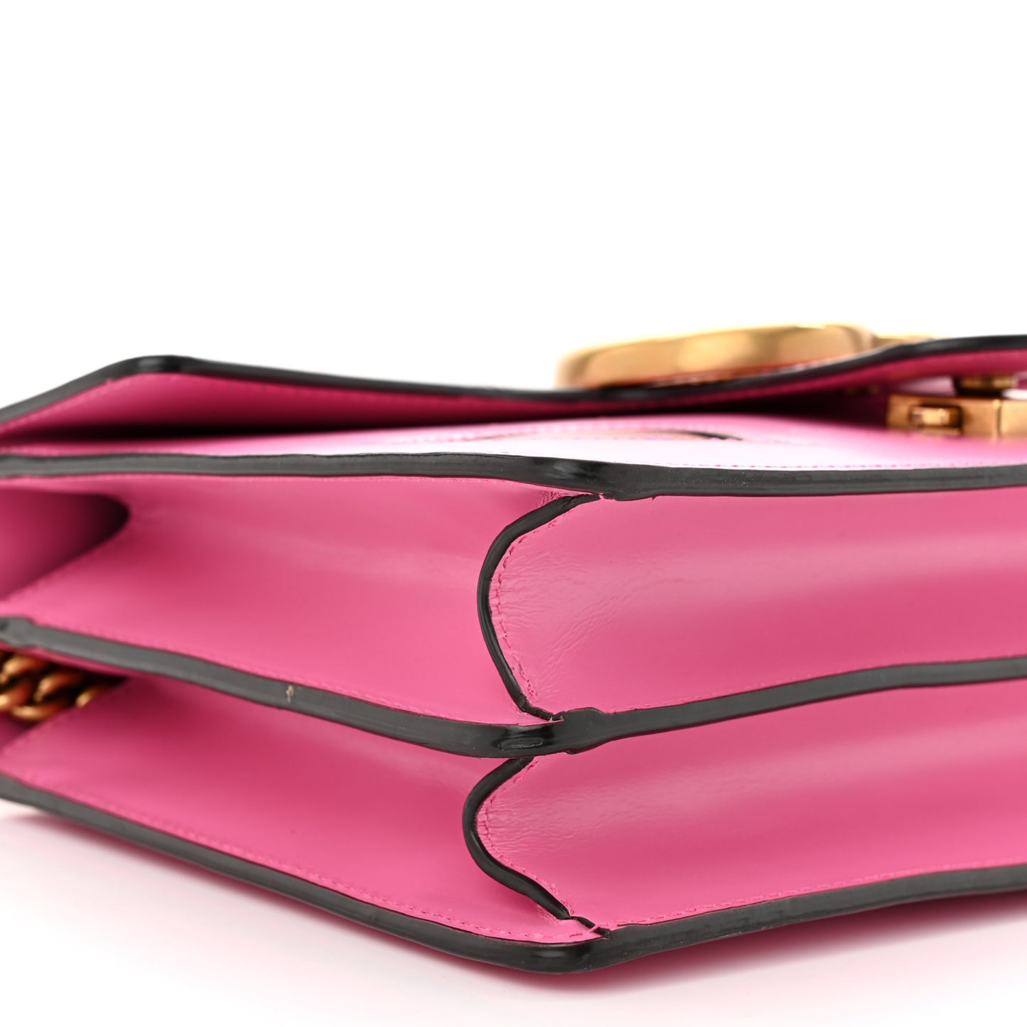 Knight Calfskin Malaga Kid Heart Medium GG Marmont Chain Handle Bag Tropical Pink Flower Hibiscus Red Multicolor