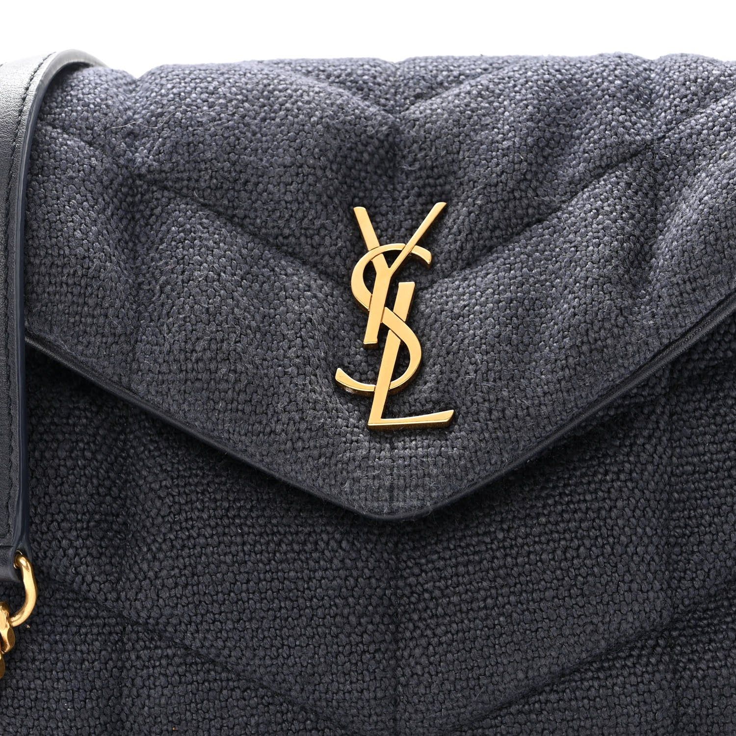 Saint Laurent Canvas Quilted Toy Loulou Puffer Monogram Chain Satchel Deep Marine 7 of 11