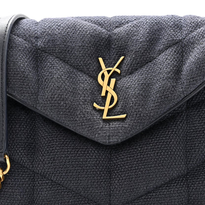 Saint Laurent Canvas Quilted Toy Loulou Puffer Monogram Chain Satchel Deep Marine 7 of 11