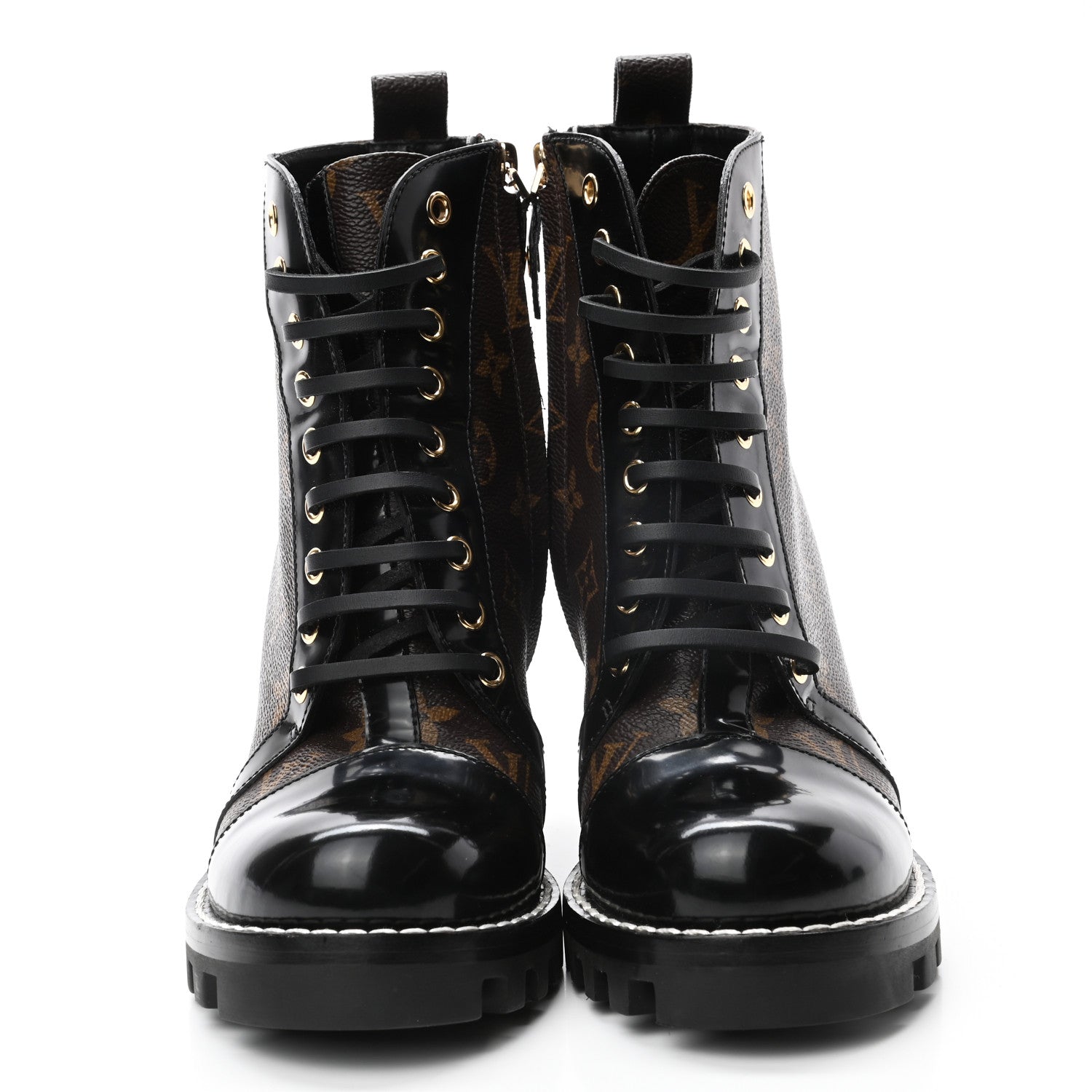 Louis Vuitton Patent Calfskin Monogram Star Trail Ankle Boots 37.5 Black 2 of 10