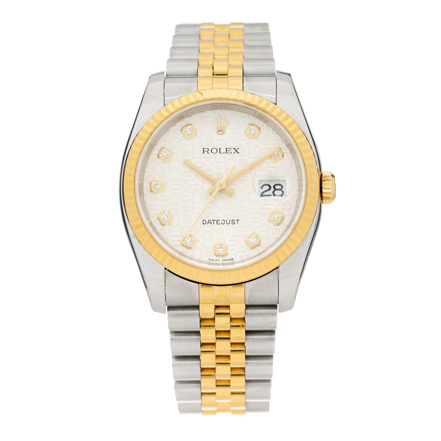 Rolex Stainless Steel 18K Yellow Gold Diamond 36mm Oyster Perpetual DateJust Watch Silver Jubilee 116233 1 of 4