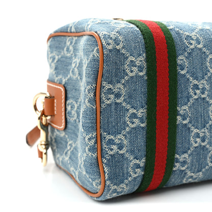 Gucci GG Denim Calfskin Web Mini GG Top Handle Bag Light Blue White 9 of 10