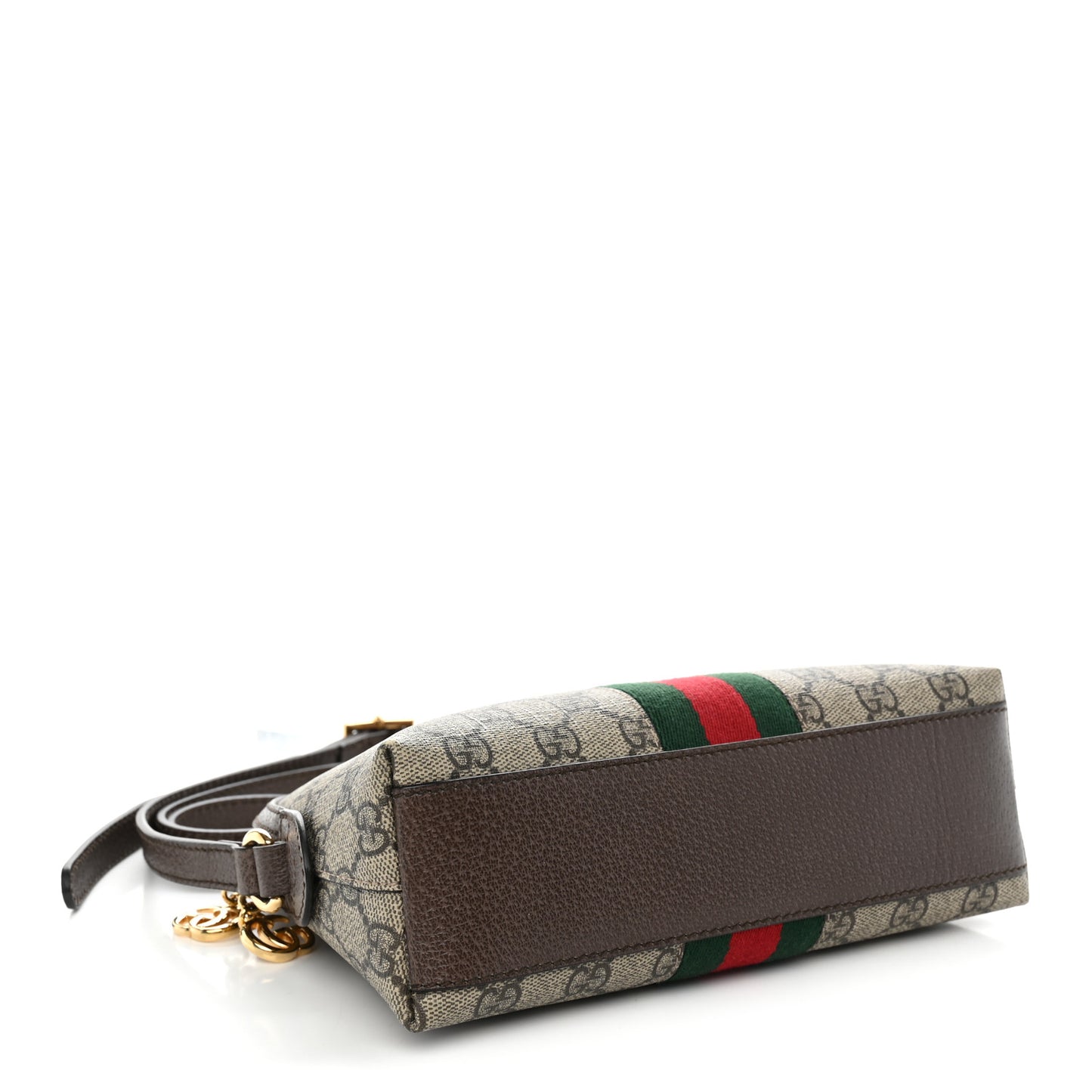 GG Supreme Monogram Textured Dollar Calfskin Web Small Ophidia Dome Shoulder Bag Beige Ebony New Acero