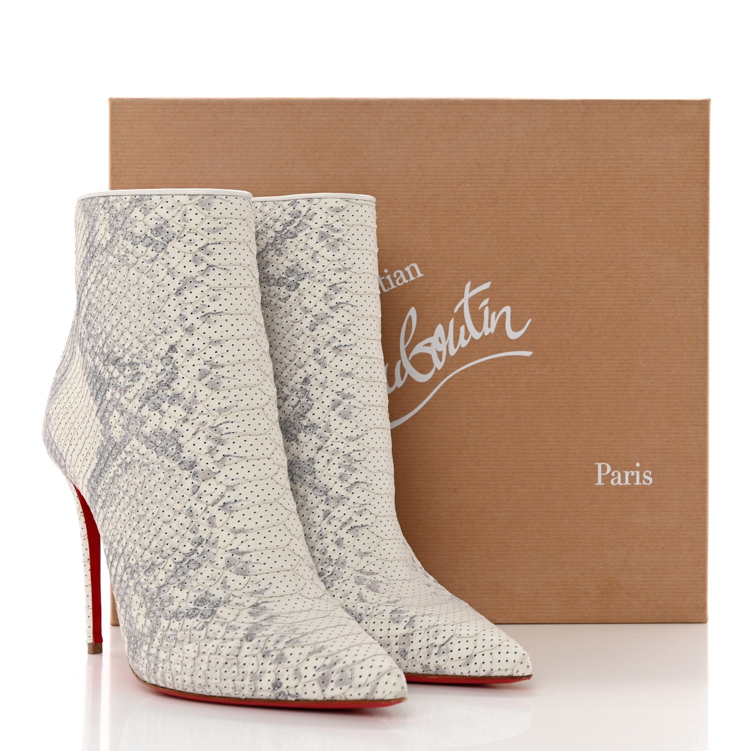 Christian Louboutin Calfskin Perforated So Kate Booty 100 Ankle Boots 39.5 Roccia 14 of 14