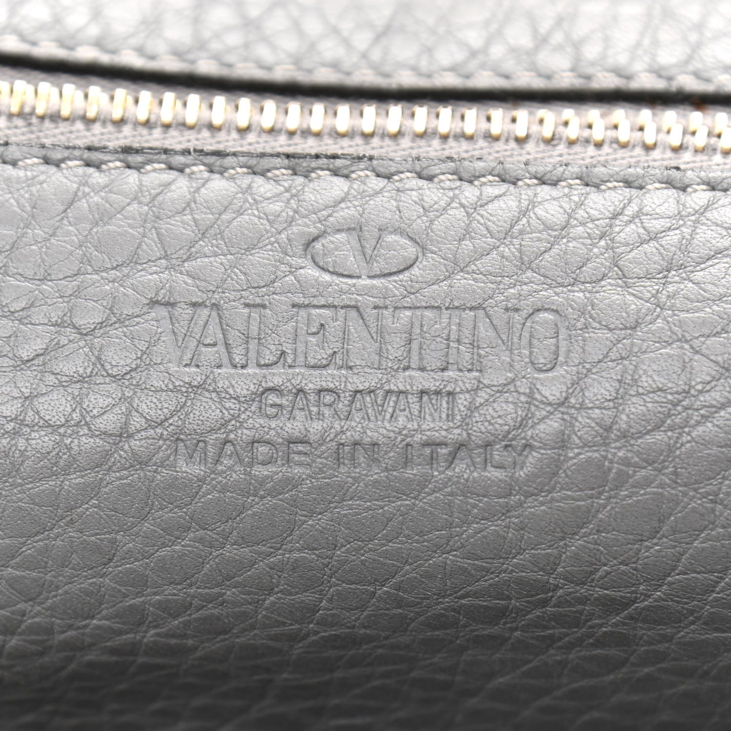 Grained Calfskin Small Rockstud Tote Grey