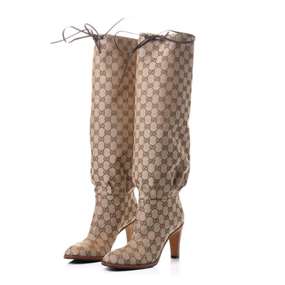 Gucci Monogram Over The Knee Boots 39 Brown 3 of 8