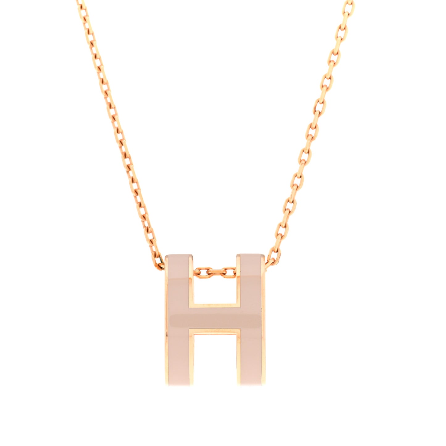 Lacquered Rose Gold Pop H Pendant Necklace Marron Glace