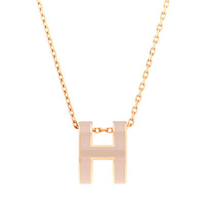 Hermes Lacquered Rose Gold Pop H Pendant Necklace Marron Glace 4 of 8
