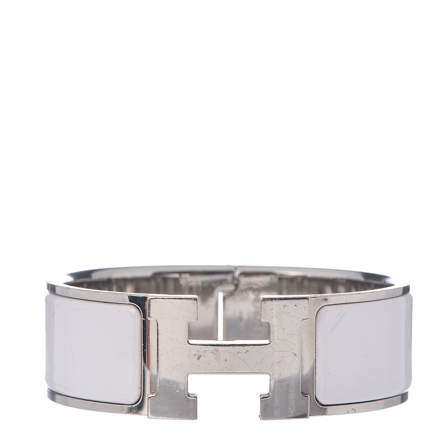 Enamel Wide Clic Clac H Bracelet PM White