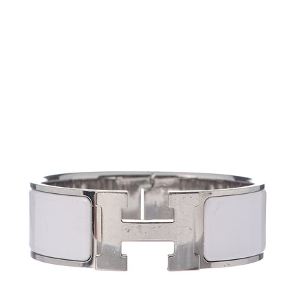 Hermes Enamel Wide Clic Clac H Bracelet PM White 1 of 3