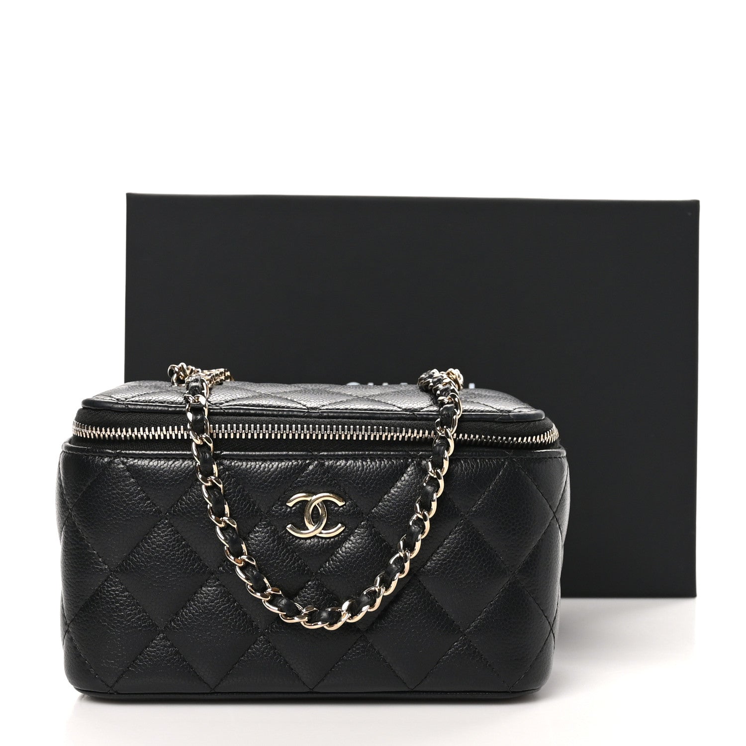 Chanel Caviar Quilted Small Tiny CC Vanity Case With Chain Black 12 of 12