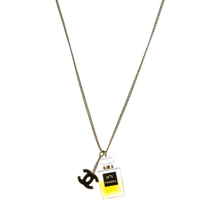 Chanel N°5 Perfume CC Necklace Gold 1 of 5