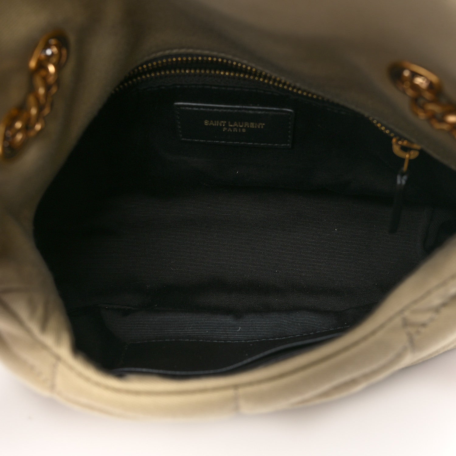 Saint Laurent Canvas Quilted Toy Loulou Puffer Monogram Chain Satchel Cool Beige 5 of 10