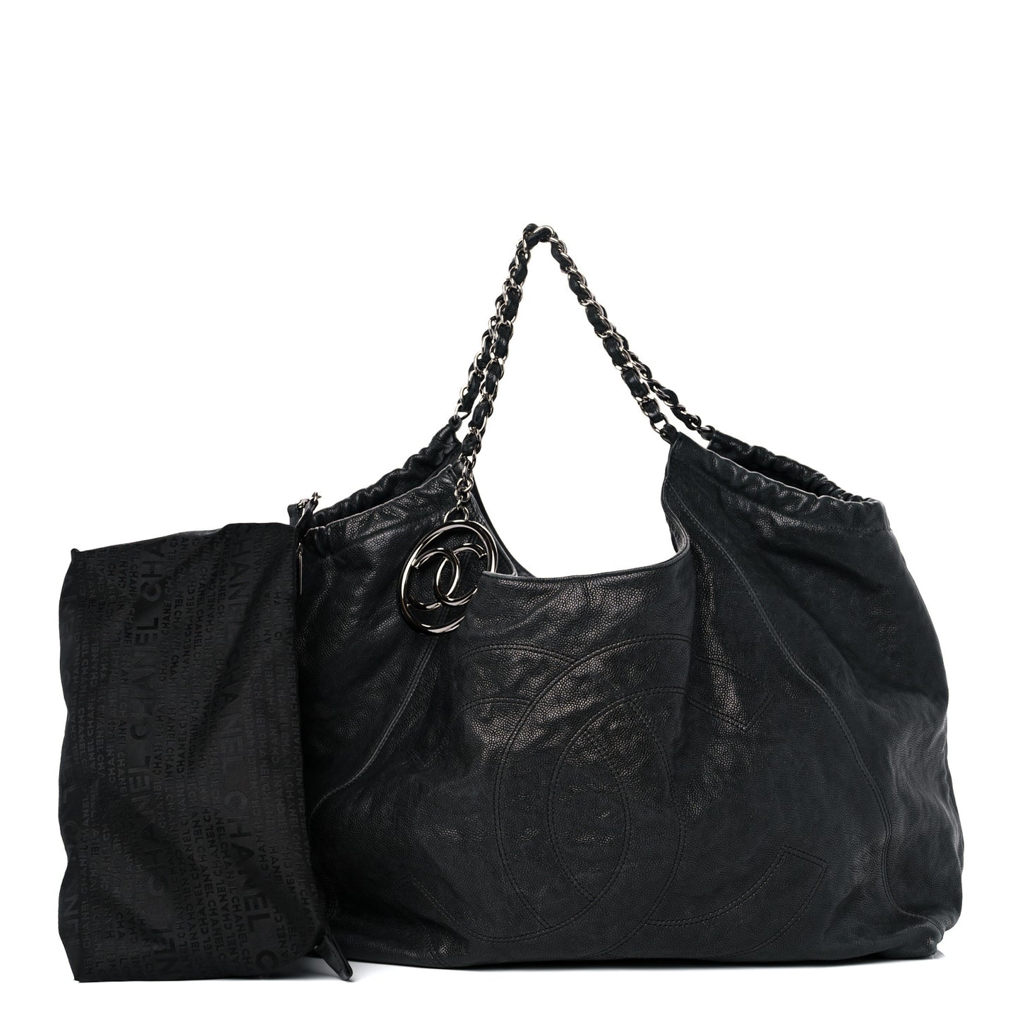 Distressed Caviar XL Coco Cabas Black