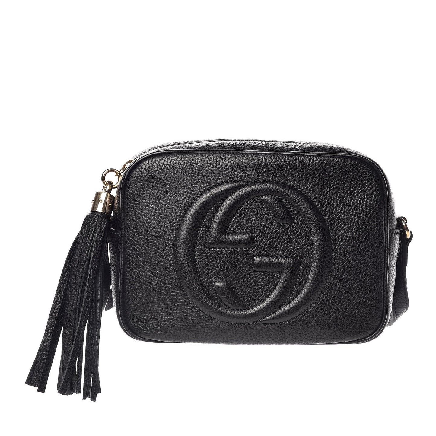 Pebbled Calfskin Small Soho Disco Bag Black