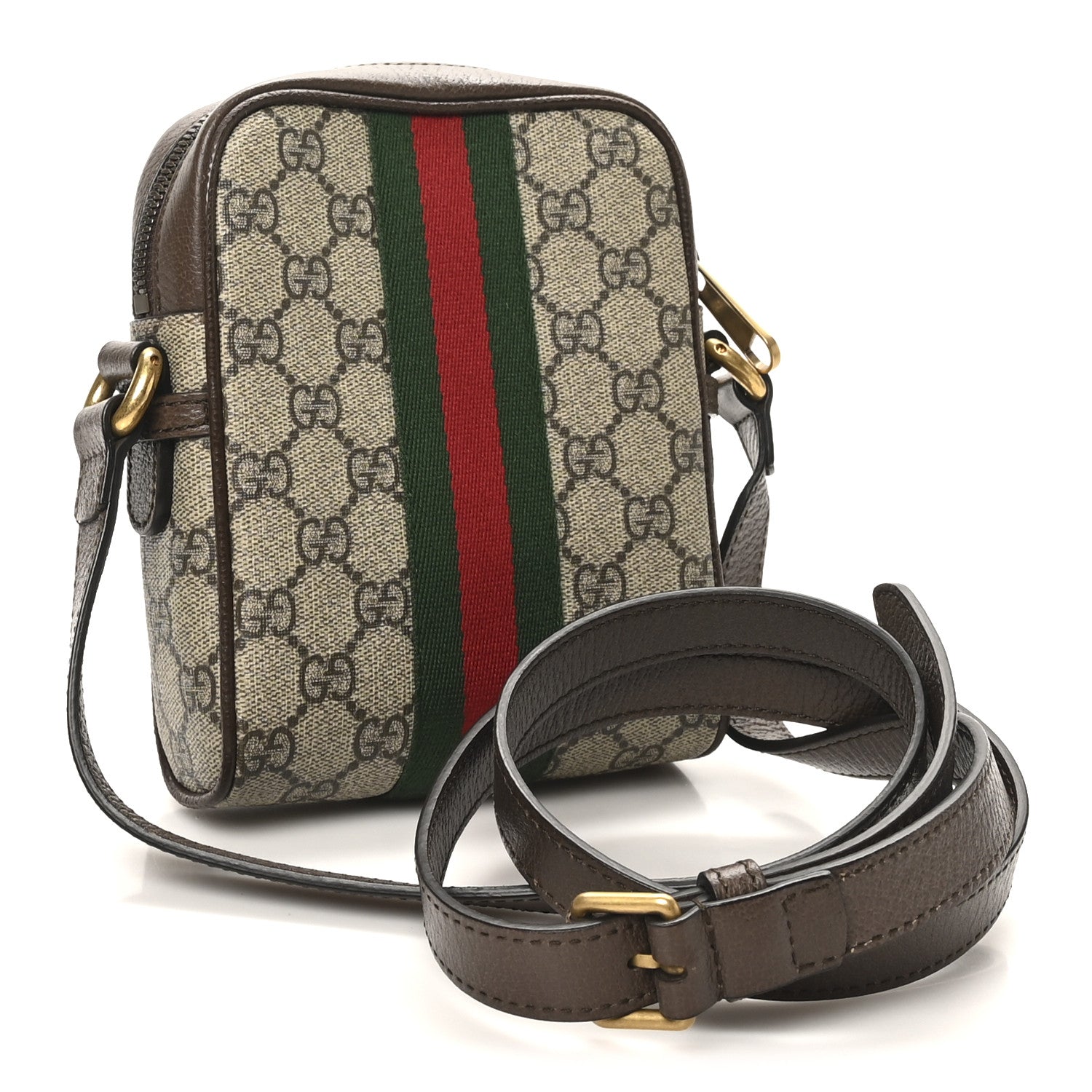 Gucci GG Supreme Monogram Web Mini Ophidia Messenger Brown 3 of 10