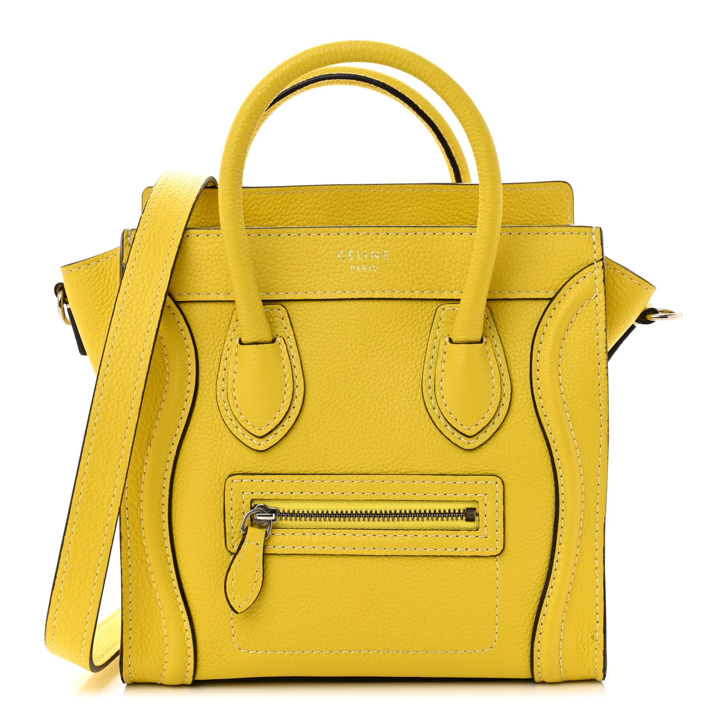 Drummed Calfskin Nano Luggage Citron