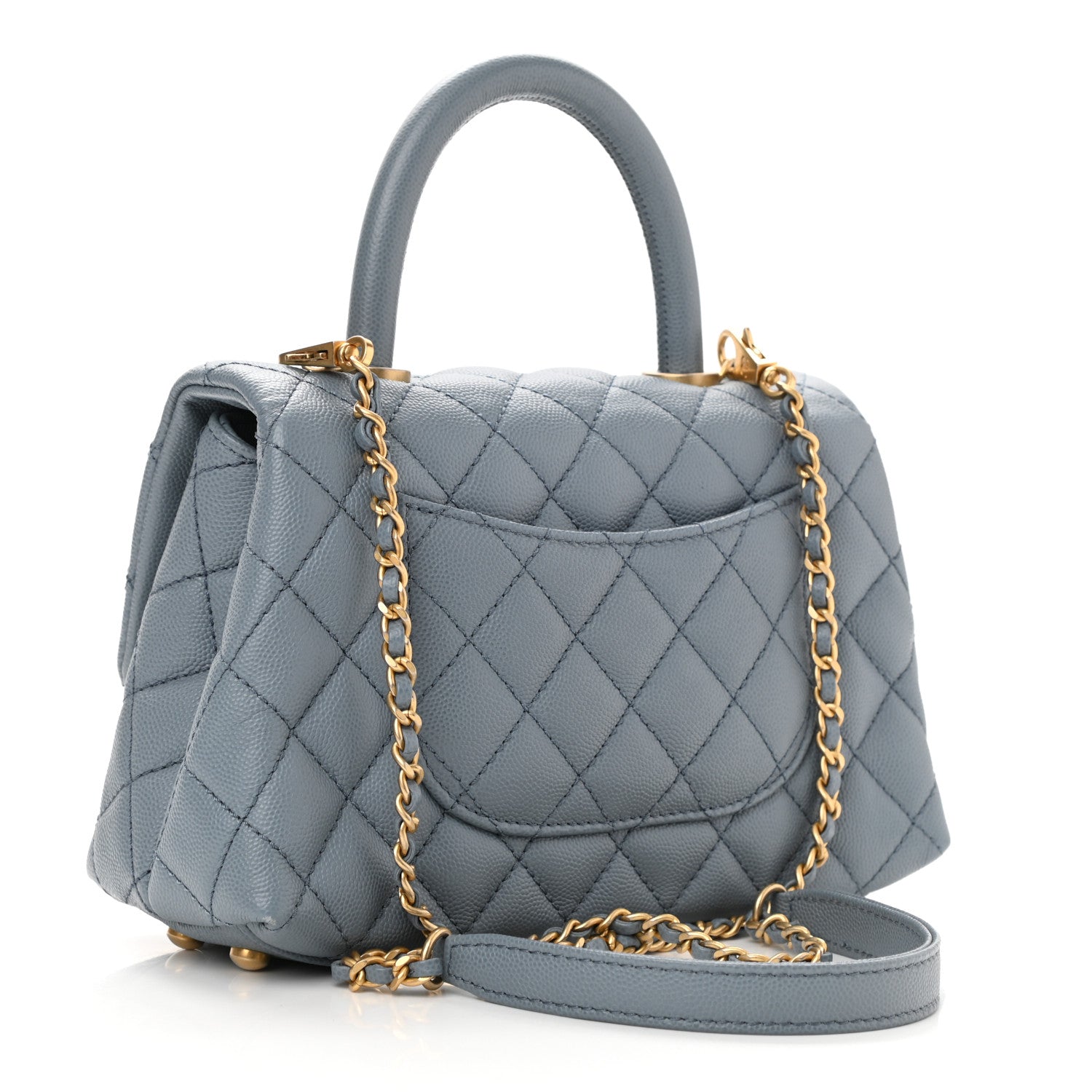 Chanel Caviar Quilted Mini Coco Handle Flap Light Blue 3 of 11