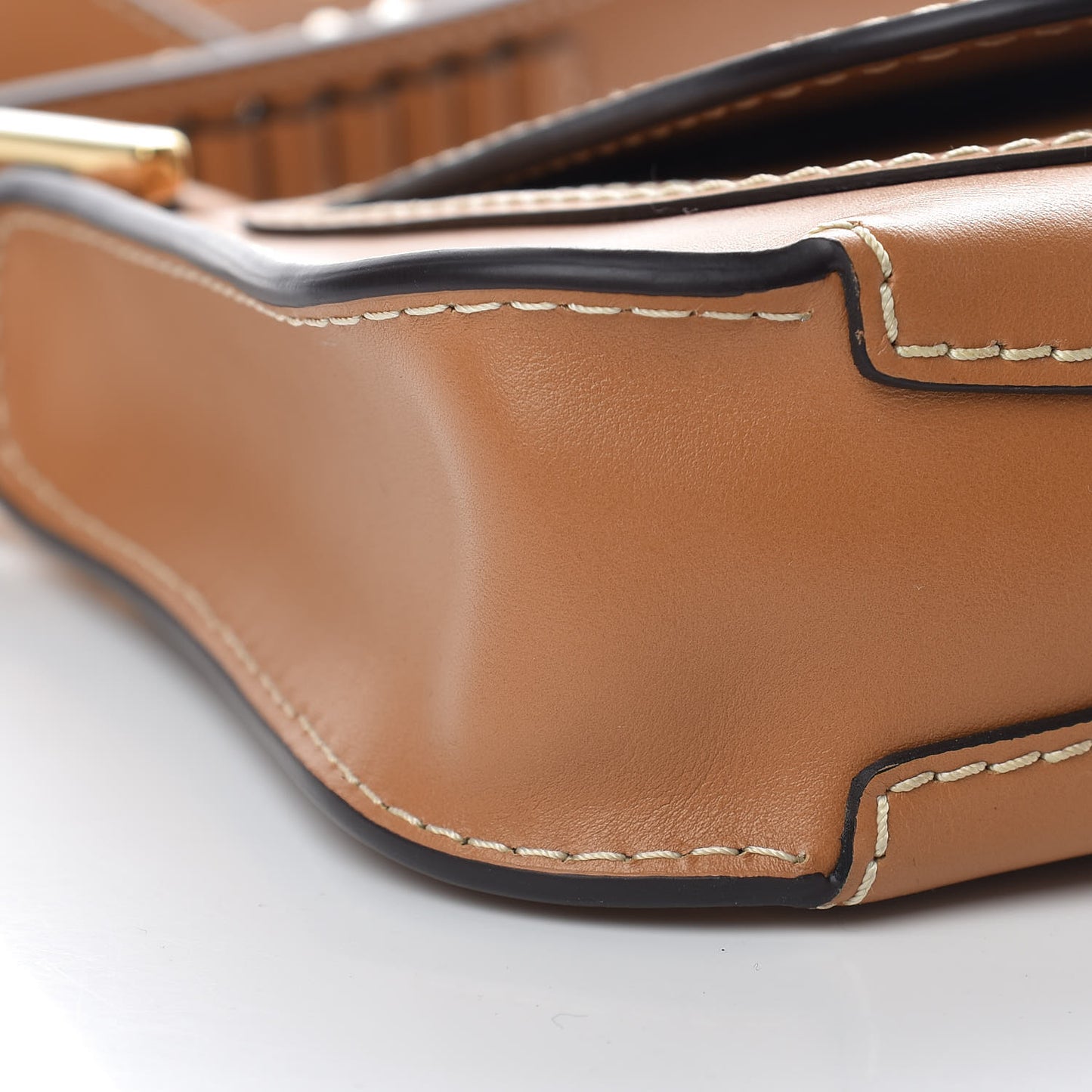 Shiny Calfskin Small Marcie Saddle Shoulder Bag Autumnal Brown