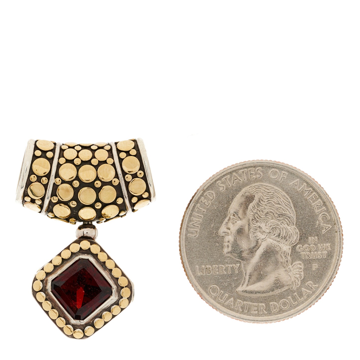 Sterling Silver 18K Yellow Gold Garnet Dot Enhancer Pendant