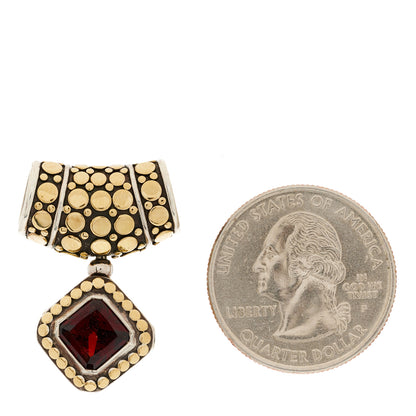 John Hardy Sterling Silver 18K Yellow Gold Garnet Dot Enhancer Pendant 2 of 4