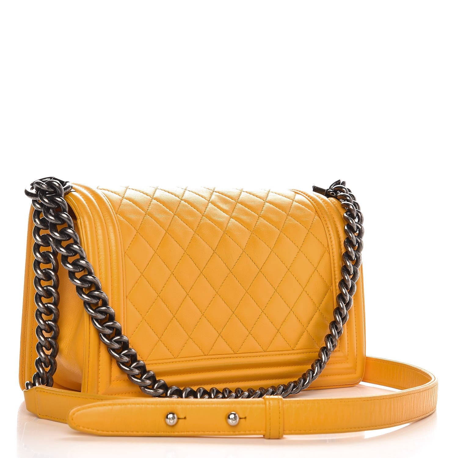 Chanel Calfskin Quilted Medium Boy Flap Yellow 3 of 16