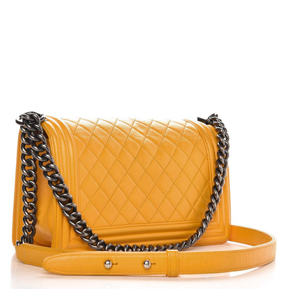 Chanel Calfskin Quilted Medium Boy Flap Yellow 3 of 16