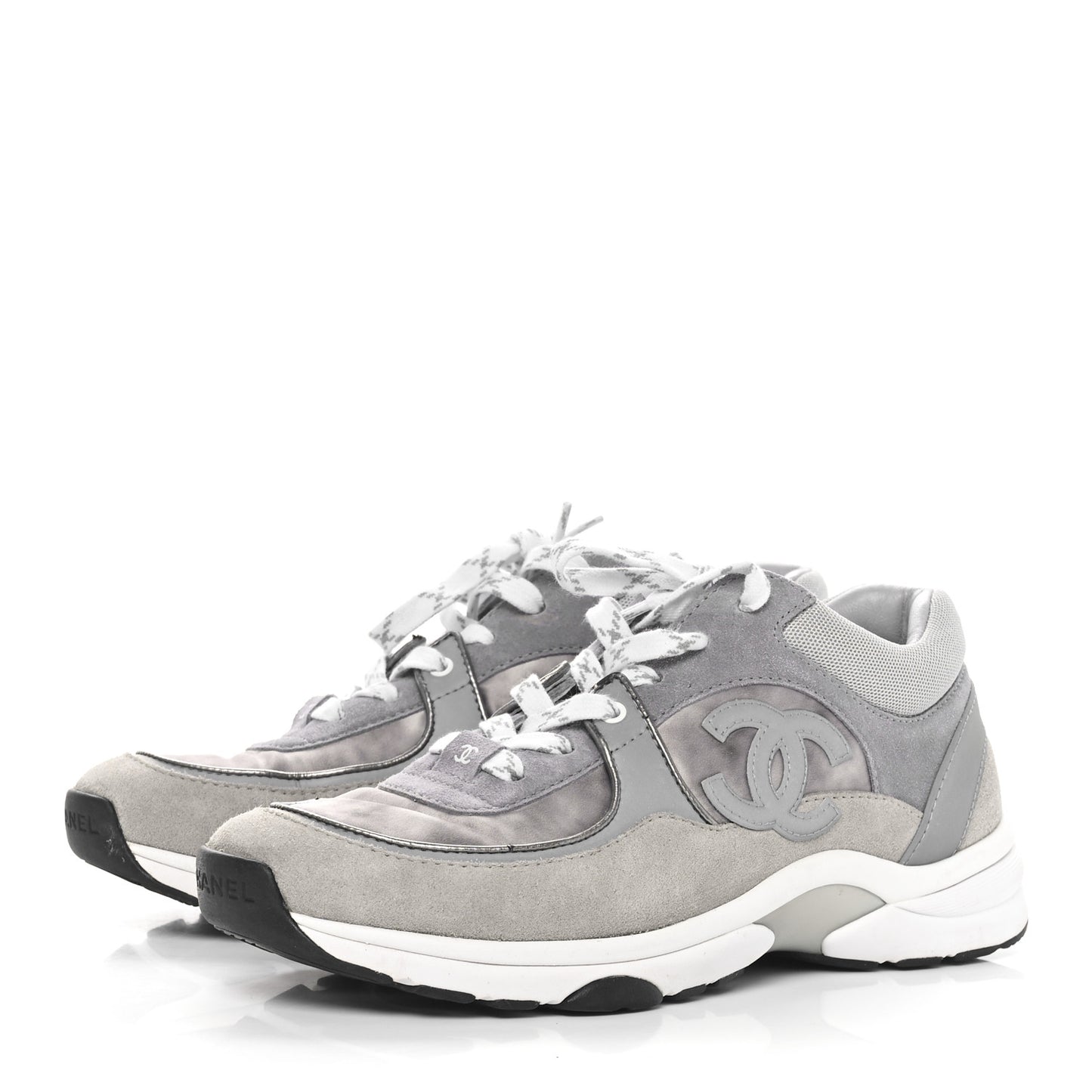 Suede Velvet Lambskin CC Sneakers 37.5 Grey