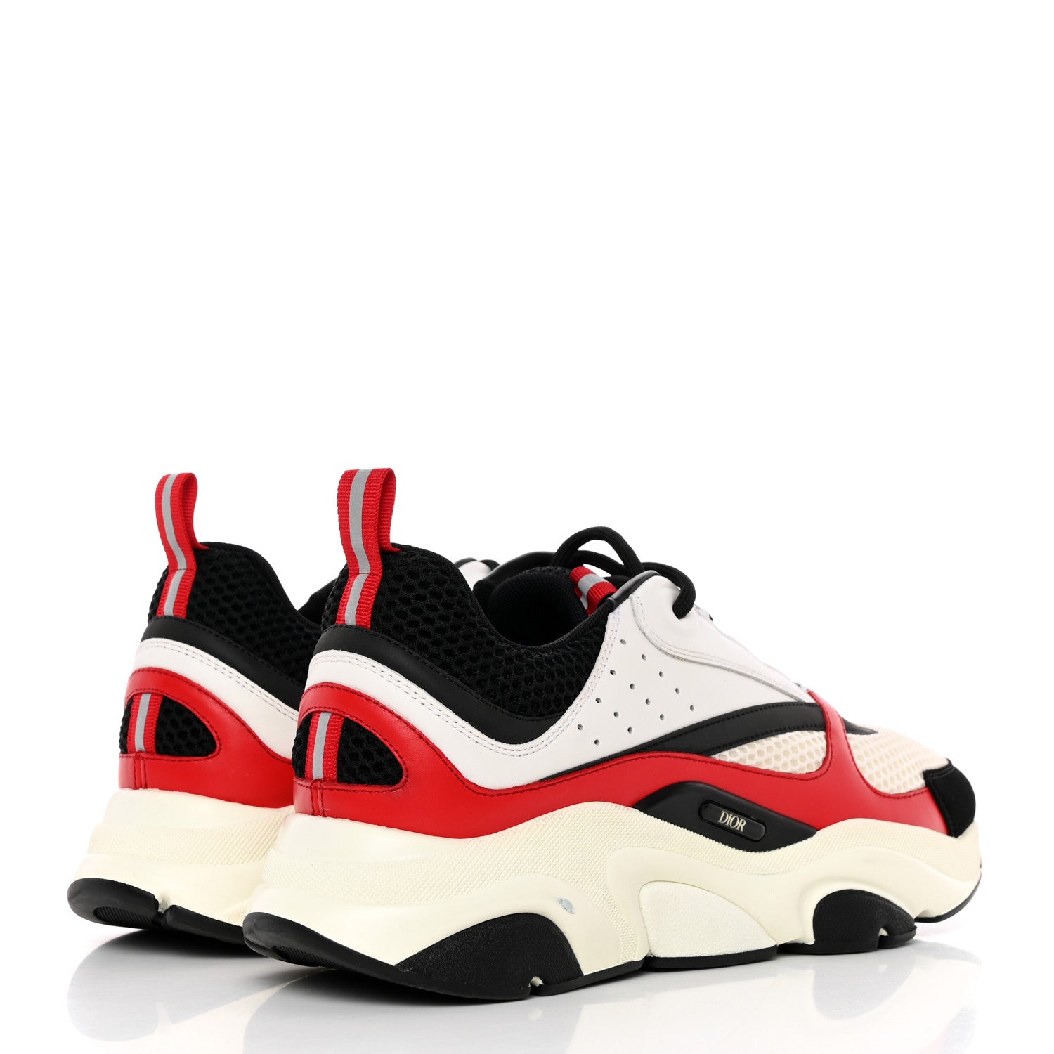 Christian Dior Technical Mesh Calfskin Mens B22 Sneakers 44 Black White Red 5 of 15
