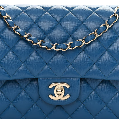Chanel Caviar Quilted Medium Double Flap Blue 8 of 12
