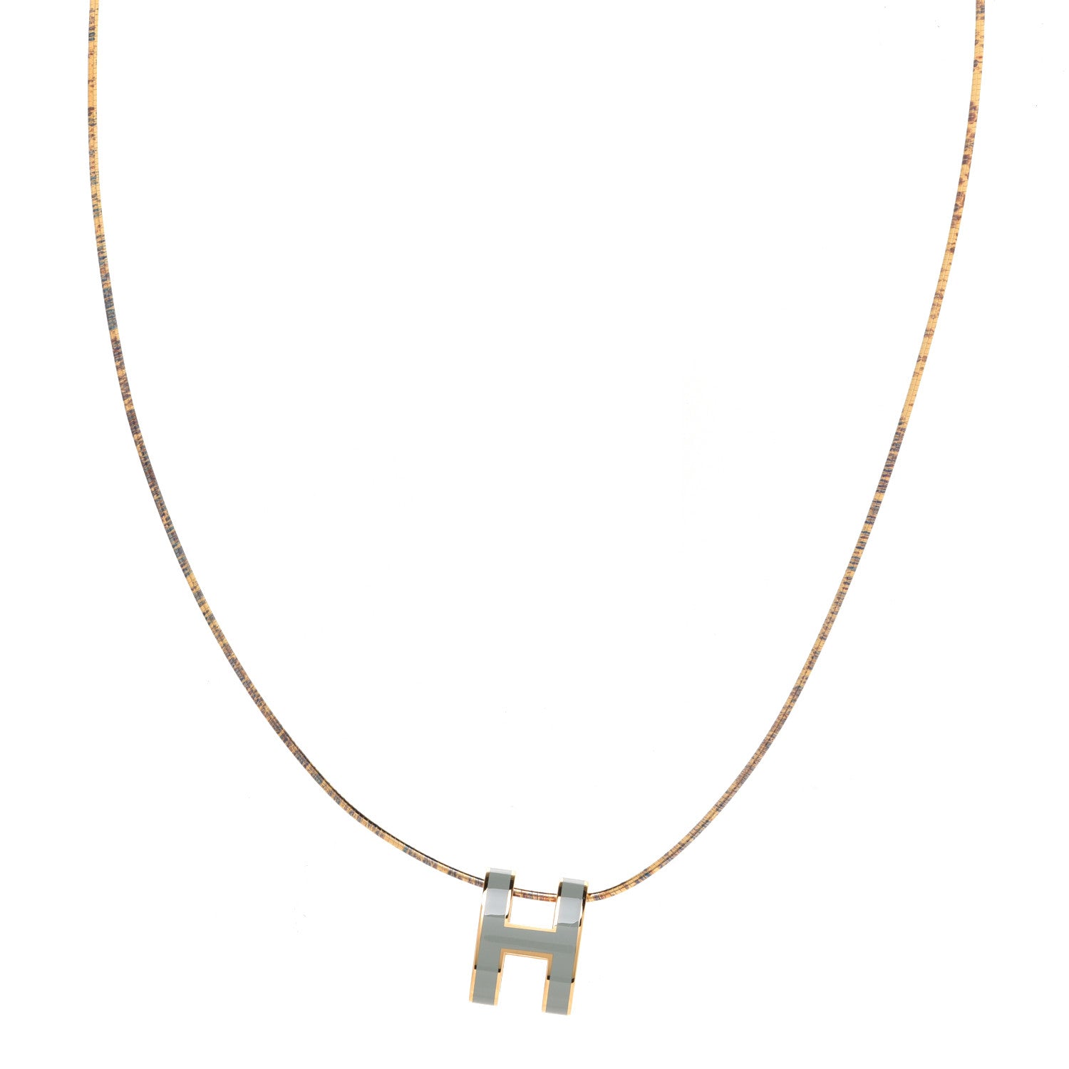 Hermes Lacquered Gold Pop H Pendant Necklace Jade 1 of 7