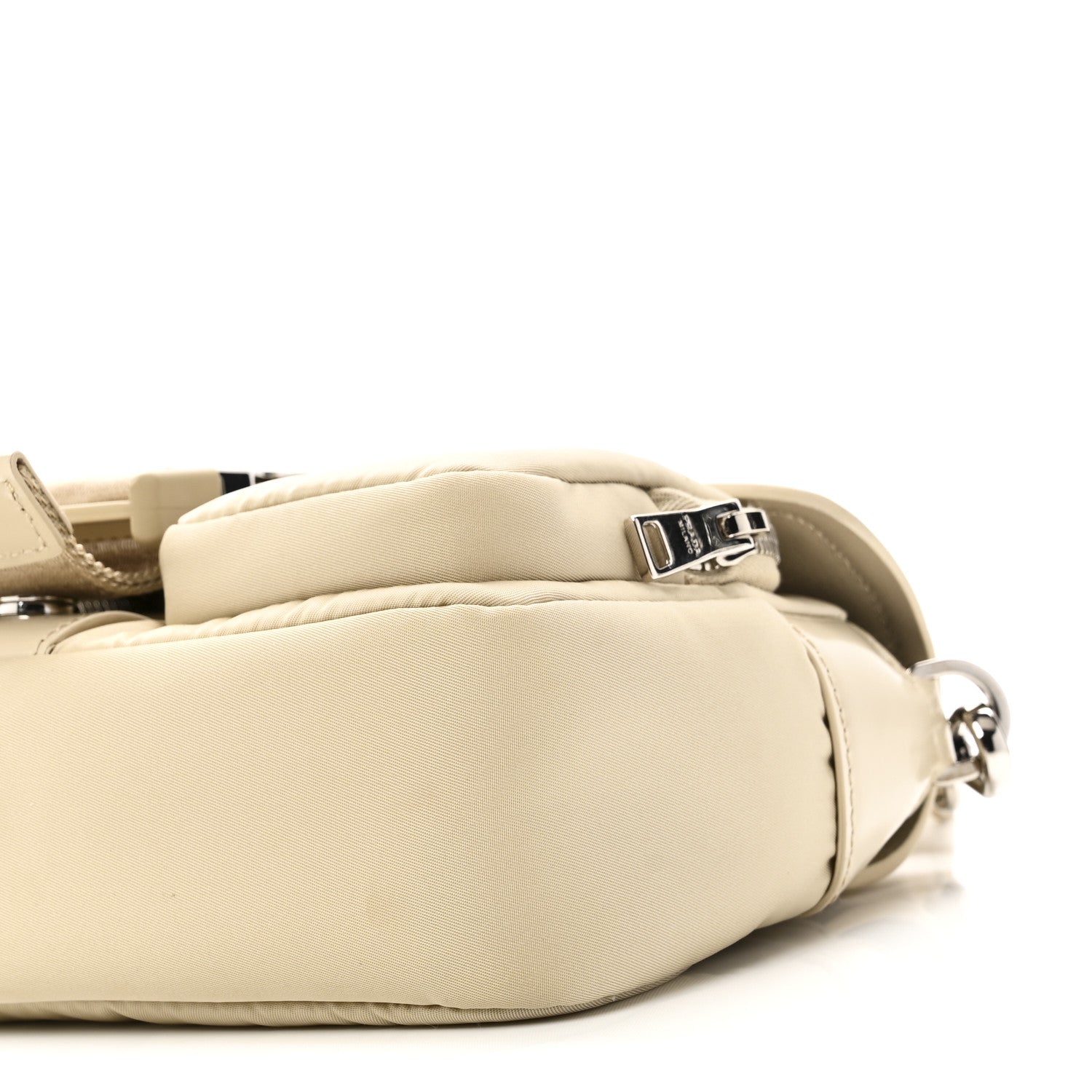 Prada Re-Nylon Spazzolato Double Pocket Buckle Shoulder Bag Deserto 9 of 10