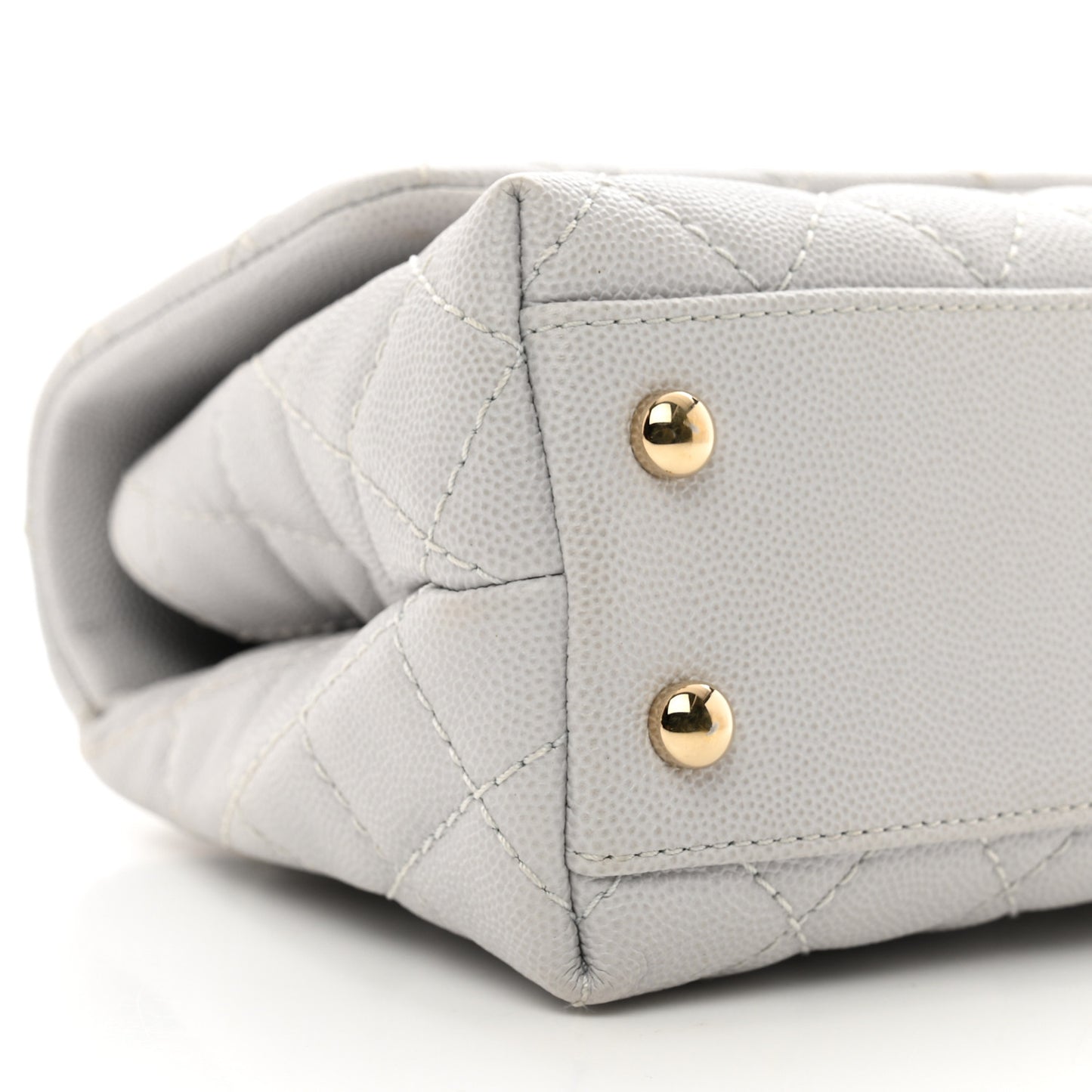 Caviar Quilted Mini Coco Handle Flap Light Grey