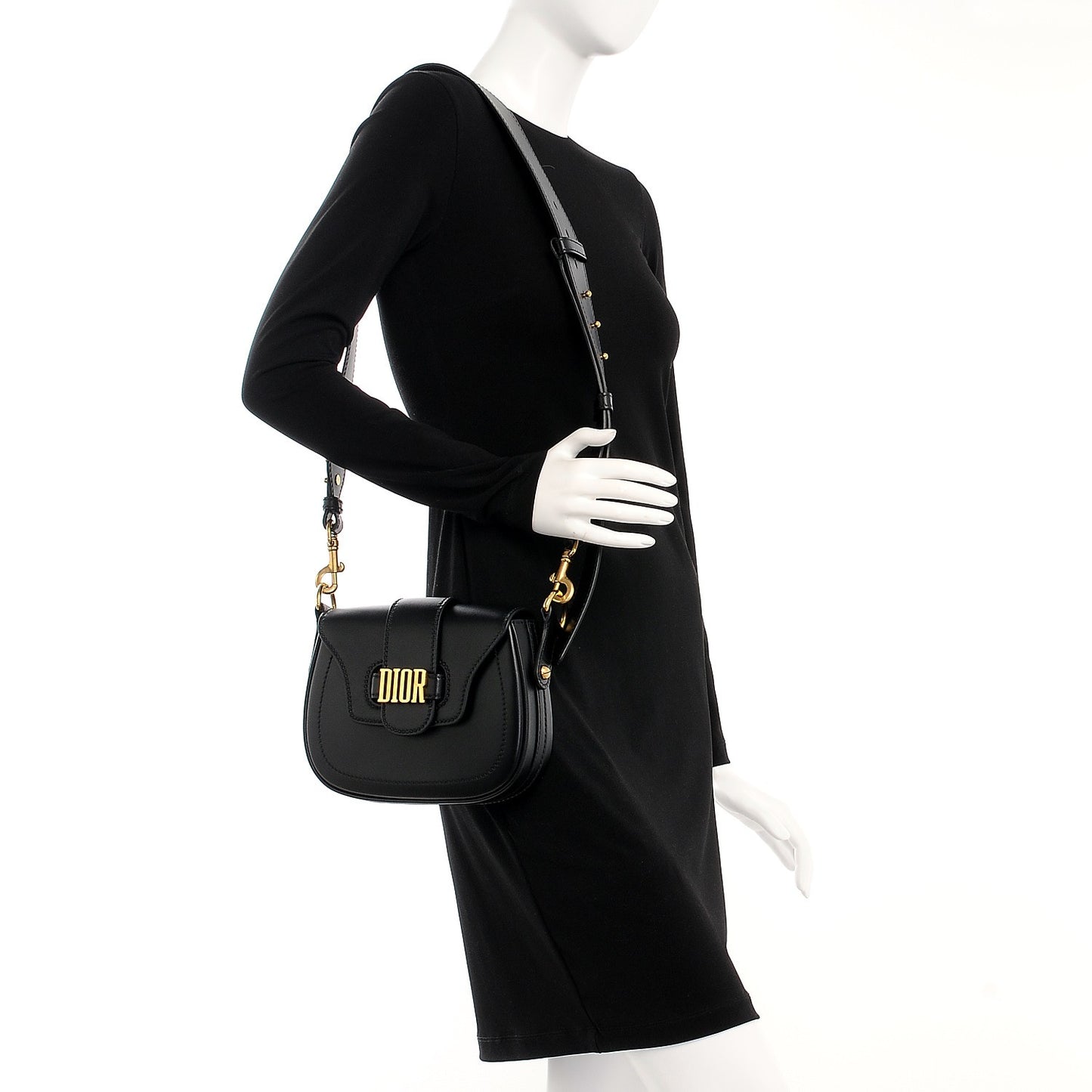 Calfskin D Fence Saddle Bag Black