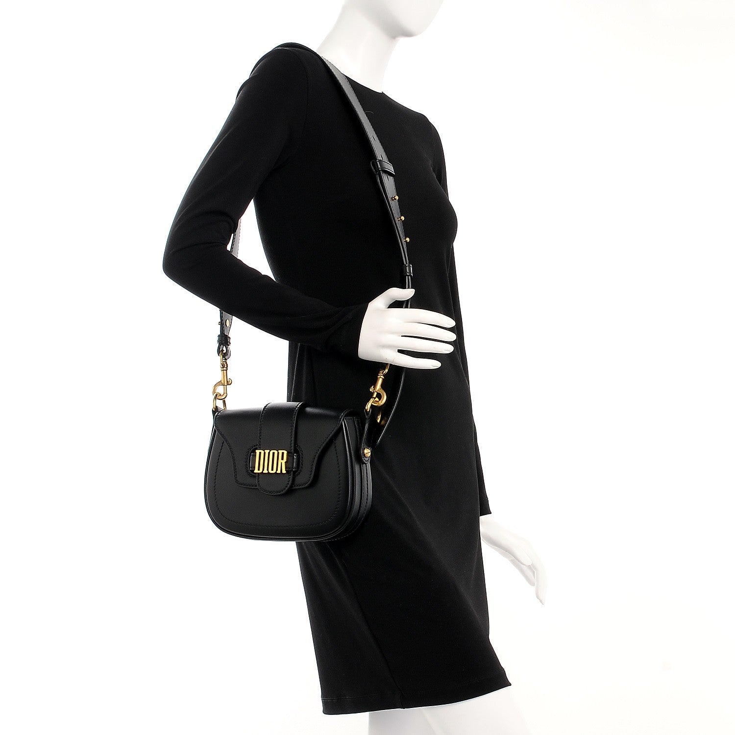 Christian Dior Calfskin D Fence Saddle Bag Black 2 of 7