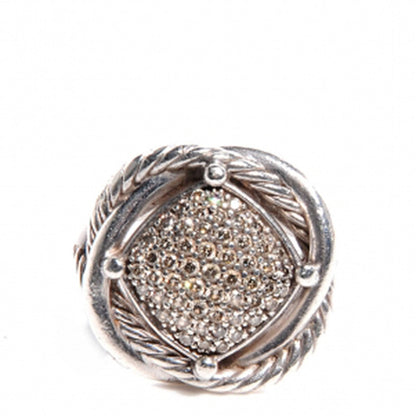 David Yurman Sterling Silver Pave Diamond 11mm Infinity Ring 54 7 1 of 4