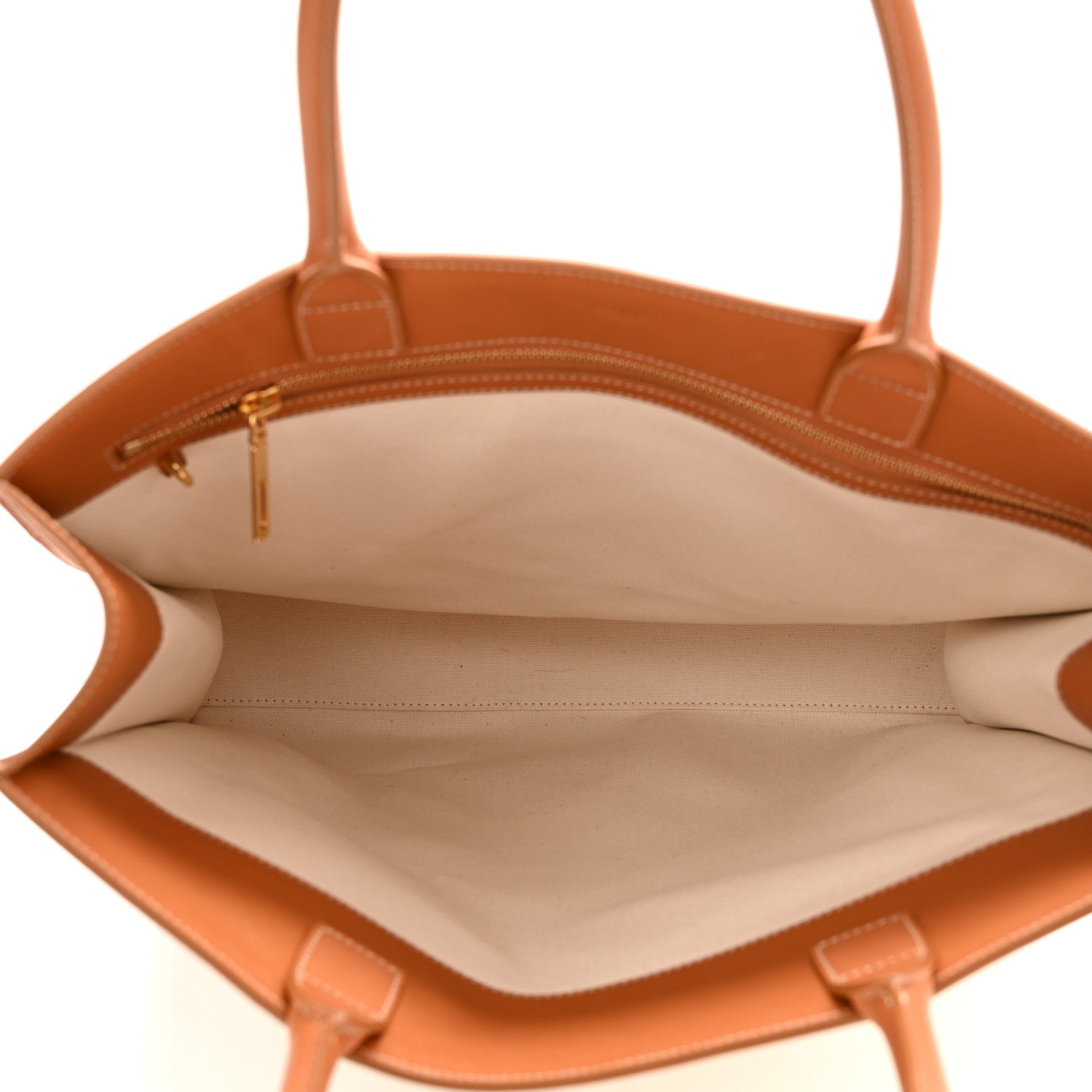 Celine Canvas Calfskin Logo Print Vertical Cabas Natural Tan 5 of 11