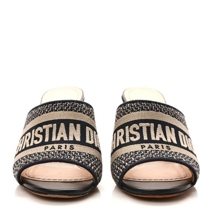 Christian Dior Cotton Embroidered Dway 85mm Slide Sandals 36 Deep Blue 2 of 8