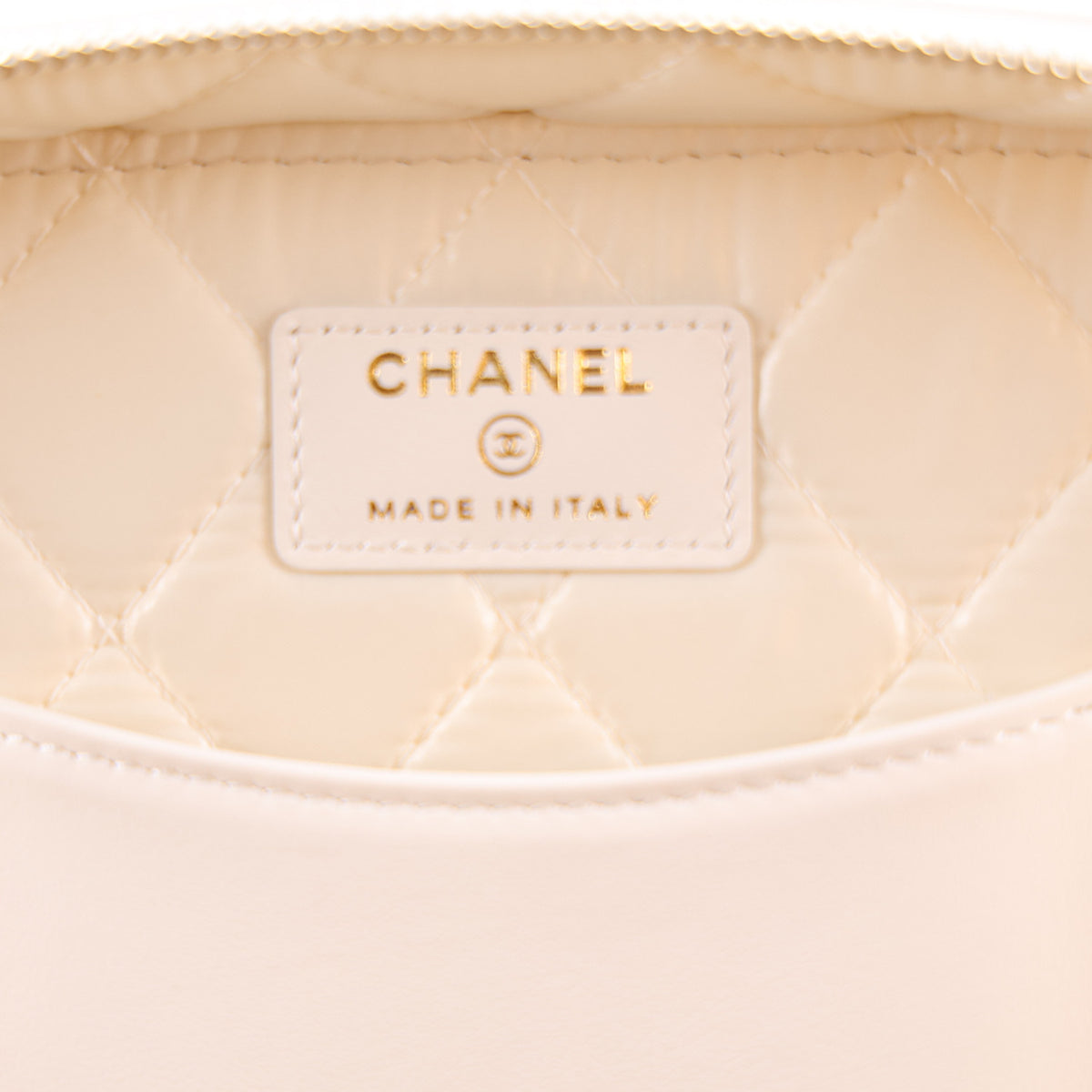 Caviar Quilted Large Vanity Pouch White