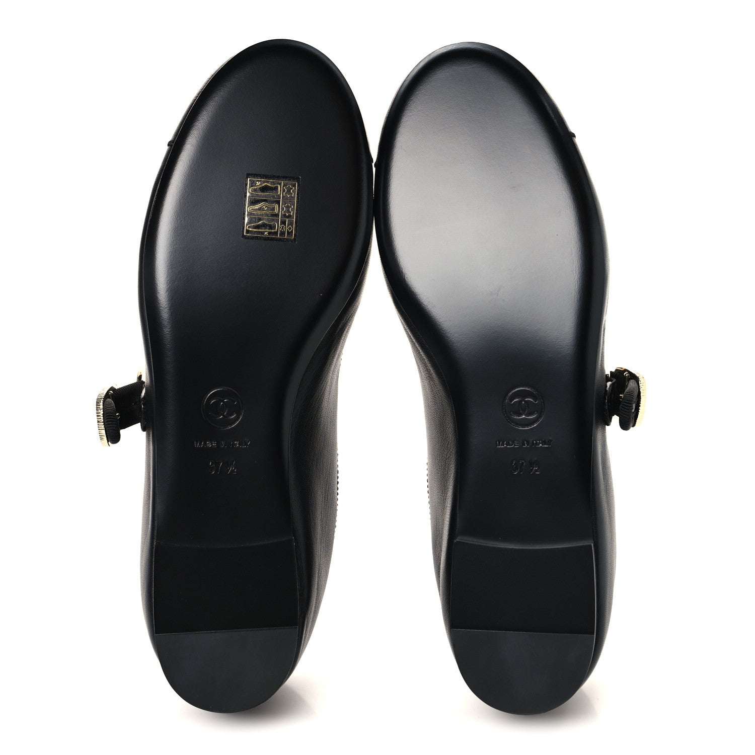 Chanel Lambskin Mary Jane Flats 37.5 Black 6 of 10