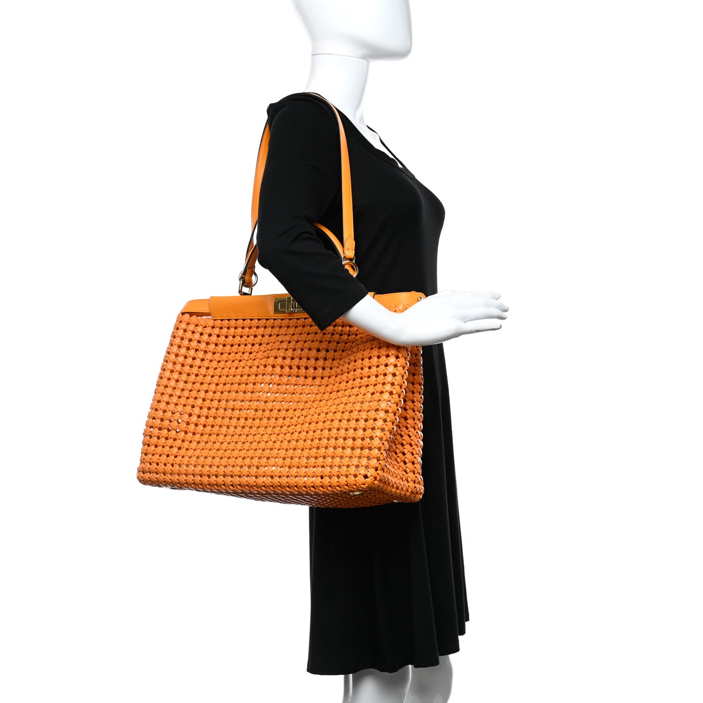 Nappa Woven Large Peekaboo Iconic Satchel Clementine