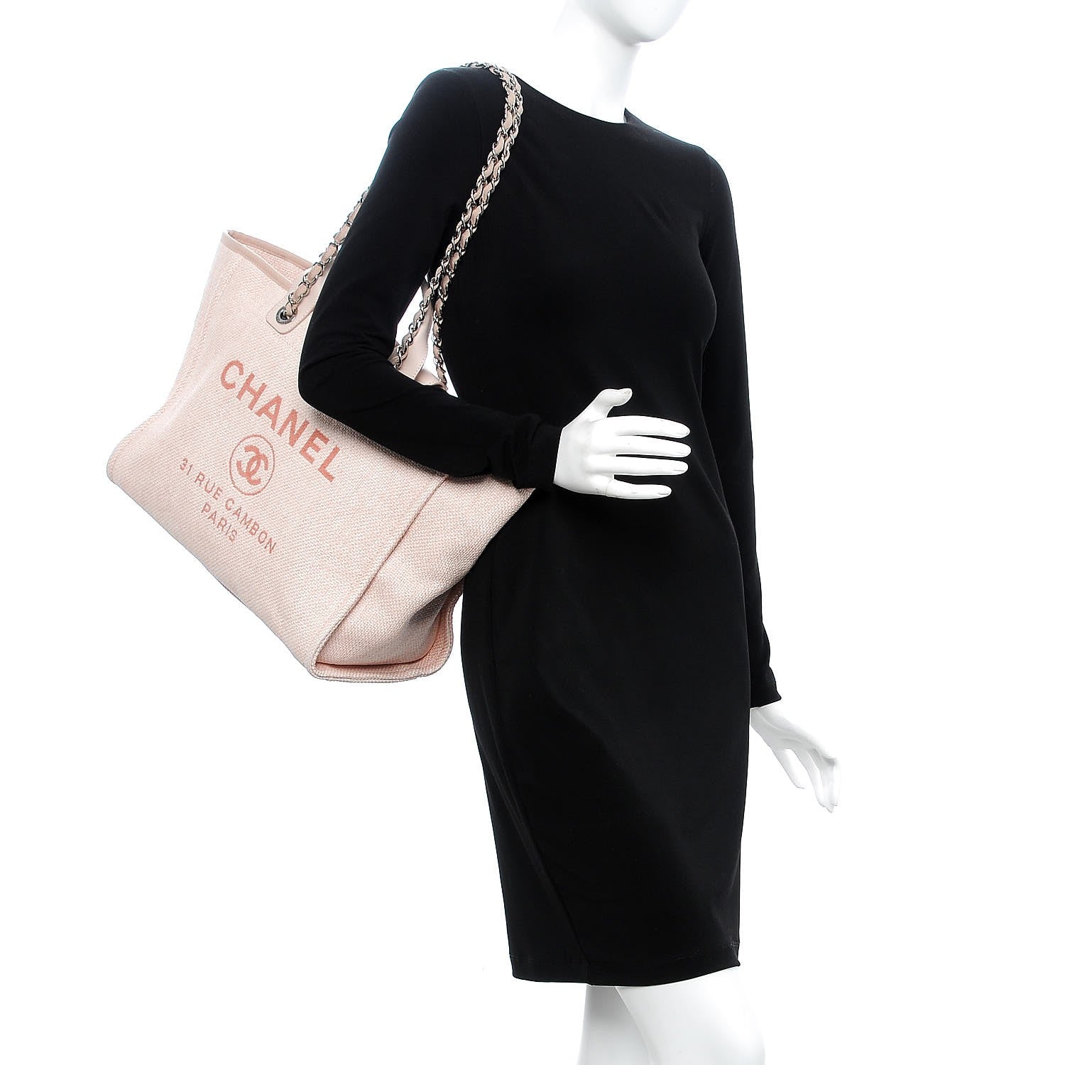 Chanel Canvas Large Deauville Tote Pink 2 of 9